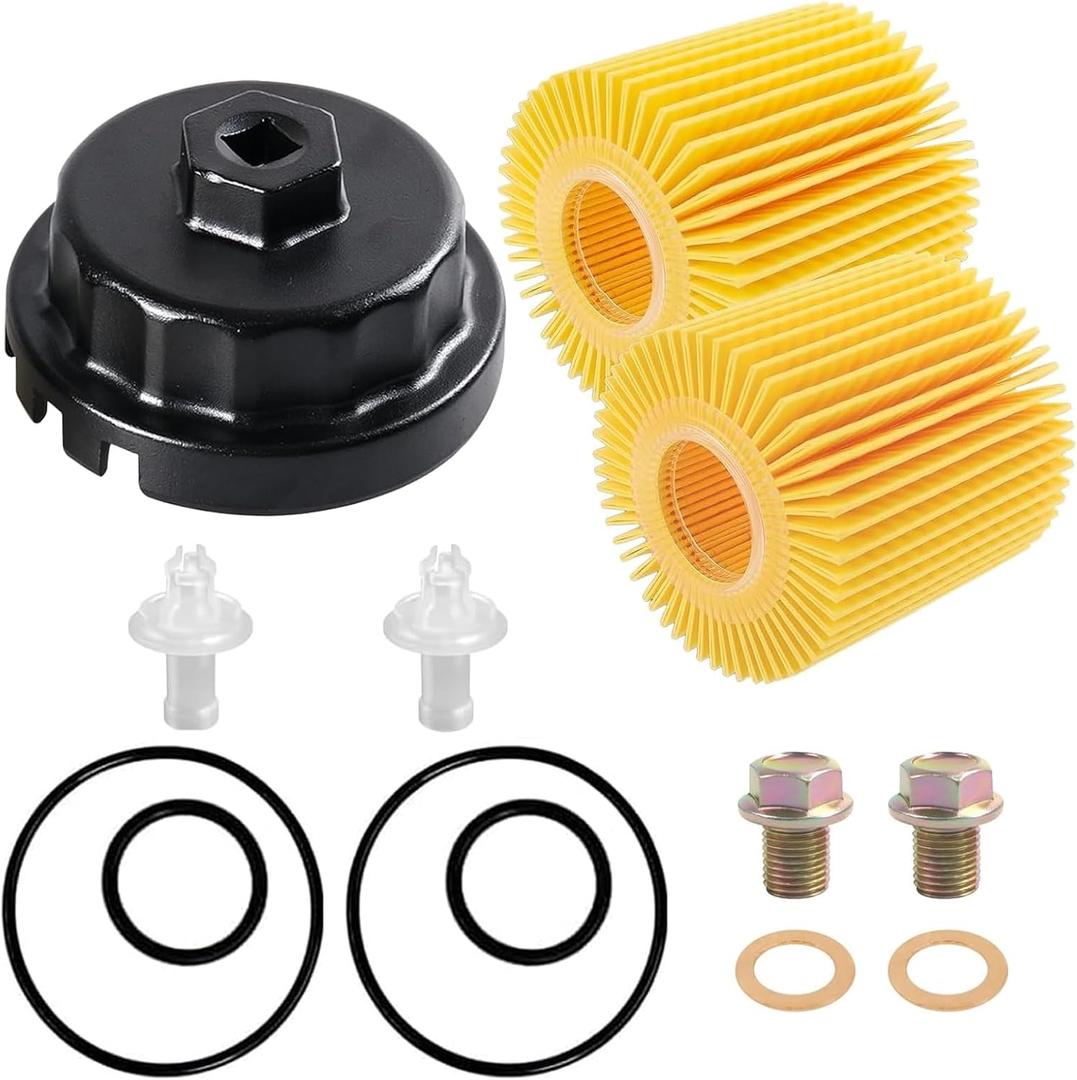 04152-yzza1 Oil Filter Change Kit with 64mm Oil Filter Wrench, Oil Drain Plug & Gasket for Toyota Tacoma Camry Tundra RAV4 Highlander Lexus ES/RX/Sienna