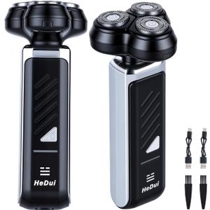 2-Pack Electric Rotary Shavers for Men 3D Floating Head Rotary Razor USB-C Rechargeable Easy Clean Magnetic Head Ideal Gift for Dad Husband Travel Razor for Men