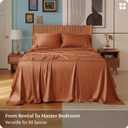 Bedsure Full Size Bed Sheets, Cooling Sheets, Rayon Derived from Bamboo, PureWoven, Breathable & Soft, Deep Pocket Up to 16 Inches, Hotel Luxury Silky Bedding for Hot Sleepers, Burnt Orange