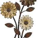 Xuhal Metal Flower Wall Art, 15.75 Inch Vintage Daisy Wall Decor, Rustic Metal Floral Hanging Farmhouse Spring Leaf Sculpture for Living Room Bedroom Indoor Outdoor(Brown)
