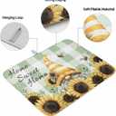 Dish Drying Mat for Kitchen, Farmhouse Dwarf Sunflower Bee Green Buffalo Plaid Absorbent Kitchen Counter Mat, Dish Drying Pad for Dishes, Utensils, Pots and Camping, 18"x24"(1 Panel)