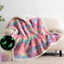 QSTEHEML Glow in The Dark Unicorn Blanket,Birthday Gift for Girls Age 3-12 Years Old,Unicorn Toys Gifts Sherpa Fleece Throw Blanket for Kids 50"60"