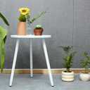 Linpla End/Side Tables - Small Round Accent Table, Metal White Narrow Night Stands with 3 Legs, Ideal for Any Room-Side Tables Living Room, Bedroom, Plant Stand Balcony, Indoor & Outdoor, 15.8 inches x 15.8 inches x 18.9 inches