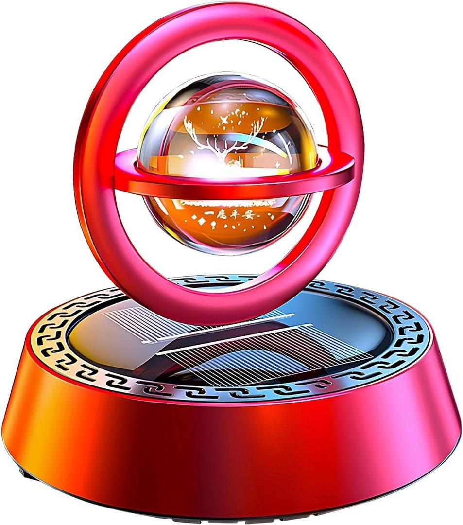 Kwaks Solar-Powered Rotating Car Aromatherapy Auto-Spinning Ornament with Refillable Scent Pad, Subtle Ocean Fragrance, Ideal Gift for Men Women Dad Husband for Dashboard (Red-1)