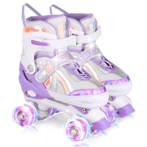Roller Skates for Girls Boys Kids Age 3-12 Years Old 4 Sizes Adjustable with Wheels Light up, Birthday Gift for Children Teens, Indoor Outdoor Size 1-4 years