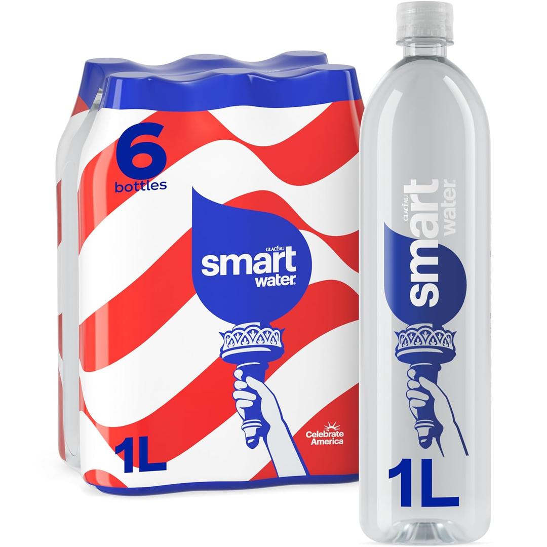 Smartwater Packaged Drinking Water, 33.8 Fl Oz (pack of 6) (EXP 05/23/35)