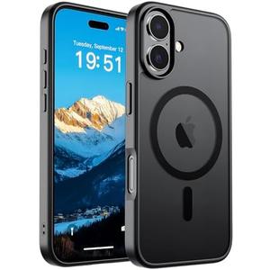 SUPFINE Magnetic for iPhone 17 Case (Compatible with MagSafe)(Military Grade Drop Protection) Translucent Matte Shockproof with Anti-Fingerprint Phone Cover,Black