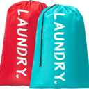 2 Pack 28" x 40"Travel Laundry Bag, Machine Washable Dirty Clothes Organizer with Drawstring,Large Enough to Hold 4 Loads of Laundry, Easy Fit a Laundry Hamper or Basket Travel Essentials