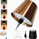 Wireless Bottle Lamp,2025 New 3 Color Stepless Dimming Wireless Wine Bottle Lamp, USB Rechargeable Touch LED Wine Bottle Lights for Home,Bar,Camping,Travel(Rose Gold,1PC)