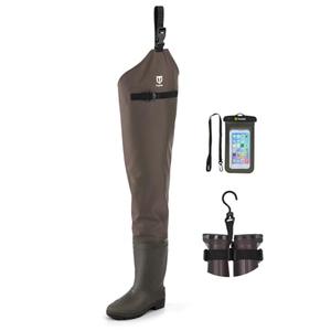 TIDEWE Hip Wader, Lightweight Hip Boot for Men and Women,2-Ply PVC/Nylon Fishing Hip Wader Brown Size 12