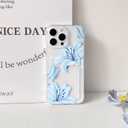 2 x NITITOP Compatible with iPhone 14 Pro Max Case with Card Holder Clear Cute Floral Lily Flowers Butterfly for Women Girls Soft TPU Shockproof Wallet Case Protective Phone Cover - Blue