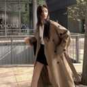 Oversized Long Women’s Trench Coats Double-Breasted Duster Coat Windbreaker Overcoat for Women Spring Fall Outerwear (Beige, L)