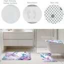 Riyidecor Mermaid 4Pcs Bathroom Shower Curtain Sets Cute Girls Kids Ocean Bathroom Decor Set with Rugs and Accessories Green Purple Fish Coral Toilet Lid Rug, Contour and Bath Mat with 12 Hooks