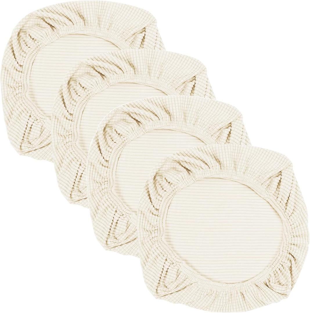 Yikko Soft Stretch Spandex Jacquard Slipcovers, Corn Grain Texture Chair Slipcovers fit for Office,Dining Room,Bar,Wedding Chair Seat Cushions, Washable Removable Home Decor (4, Beige)