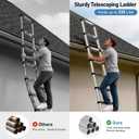 Telescoping Ladder 12.5 FT Stainless Steel Collapsible Ladder 12 ft, Extension Rv Telescopic Extendable Telescope Ladders Folding Compact Portable Adjustable Ladders for Home Roof, 330lbs Max Capacity
