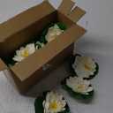 12 Pcs Floating Foam Lotus Flowers with Lily Pads, Artificial Pond Plants Ornaments for Pool Aquarium Water Decoration, White