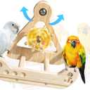 Bird Stand Perch Toy,Interactive Rocking Parakeet Toy and Perch, Wooden Exercise Wheel Cockatiel Toy, Intelligence Puzzle Enrichment Toys,Bird Playground Play Stands for Conure Budgie(C)