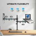 HUANUO Adjustable Monitor Stand, Single Arm Desk Mount for 32 inch Screen and 17 inch Laptop, Heavy Duty Ergonomic Bracket Holds 22lbs