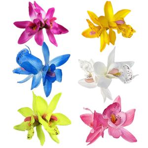 6 Pcs Hawaiian Flower Hair Clips for Women, Artificial Plumeria Hibiscus Flower Hair Clips Accessories for Vacation, Parties, Beach, and Seaside Events (Orchid)