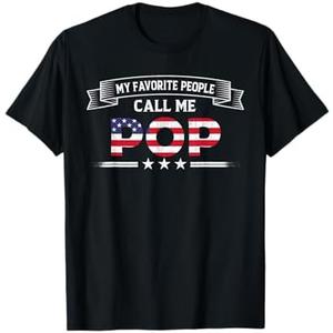 My Favorite People Call Me Pop Father's Day USA Flag Grandpa Men T-Shirt Size XL