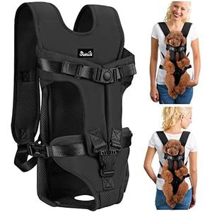 Dog Backpack Carrier, Legs Out Easy-fit Dog Front Carrier for Small Medium Dogs, Adjustable Hands Free Dog Chest Carrier for Hiking Cycling (B,Medium)