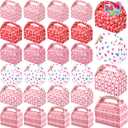 JOYIN 24 Pcs Valentines Day Gift Treat Boxes, Cookie Boxes with Colorful Heart shaped Themed Design for Kids Party Favor, Classroom Exchange Prizes, Valentines Candy Boxes (red)