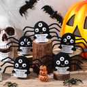Pinkunn 12 Pcs Small Spiders Gifts Bulk Cute Black Spiders Crochet Plush Doll with Positive Cards Inspirational Gifts for Birthday Holiday Party Favor Home Office Table Car Hanging Decor Supplies