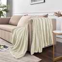 BEDELITE Fleece Blanket Twin Size 3D Ribbed Jacquard Soft and Warm Decorative Fuzzy Blankets Cozy, Fluffy, Plush Lightweight Throw Blankets for Couch, Bed, Sofa(Beige, 60x80 inches)