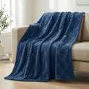 Horaldaily Solid Color Navy Blue Faux Fur Throw Blanket 50x60