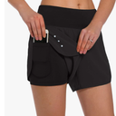 Ksmien Women's 2 in 1 Running Shorts - Lightweight Athletic Workout Gym Yoga Shorts Liner with Phone Pockets L