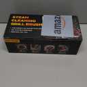 Steam Safe Grill Cleaning Brush Bristle Free for Outdoor Grill with 15" Extended Handle, 3X Thick Aramid Fabric Replaceable Brush Heads, Heavy Duty Triple-Groove Scraper Design for All Grates, Red