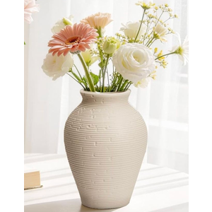 Ceramic Flower Vases , 8.1 Inch Rustic Farmhouse Decorative Terracotta Vases for Home Decor, Table, Mantle, Fireplace, Living Room, Bathroom, Wedding Centerpiece Gifts for Women