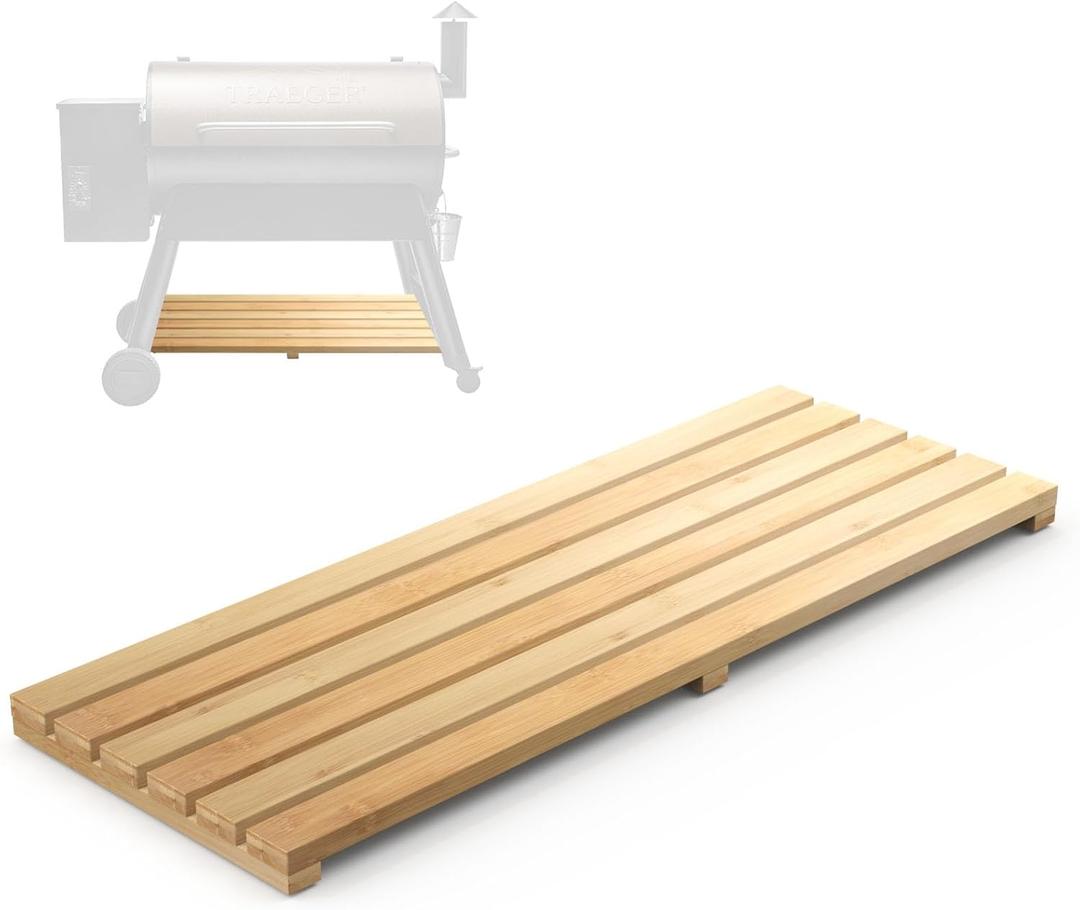 Pellet Grill Storage Shelf Compatible with Traeger Pro Series 34 Pellet Grill, Bamboo Grill Bottom Shelf for Traeger Pellet Grill Accessories to Provide More Storage Space