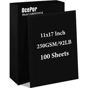 OcePor 100 Sheets Black Cardstock 11” x 17”, 92lb/250gsm Card Stock, Thick Card Stock Paper, Heavy Cardstock Paper for Printer, Resume, Scrapbooks, Art, Crafts, Business Cards