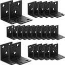 16Pack 1.5''Black Angle Brackets with Slot, 2 MM Thickness Stainless Steel Brackets for Wooden Furniture Timber, Heavy Duty Wide Corner Metal Brace 90Degree Shape Steel Angle Bracket