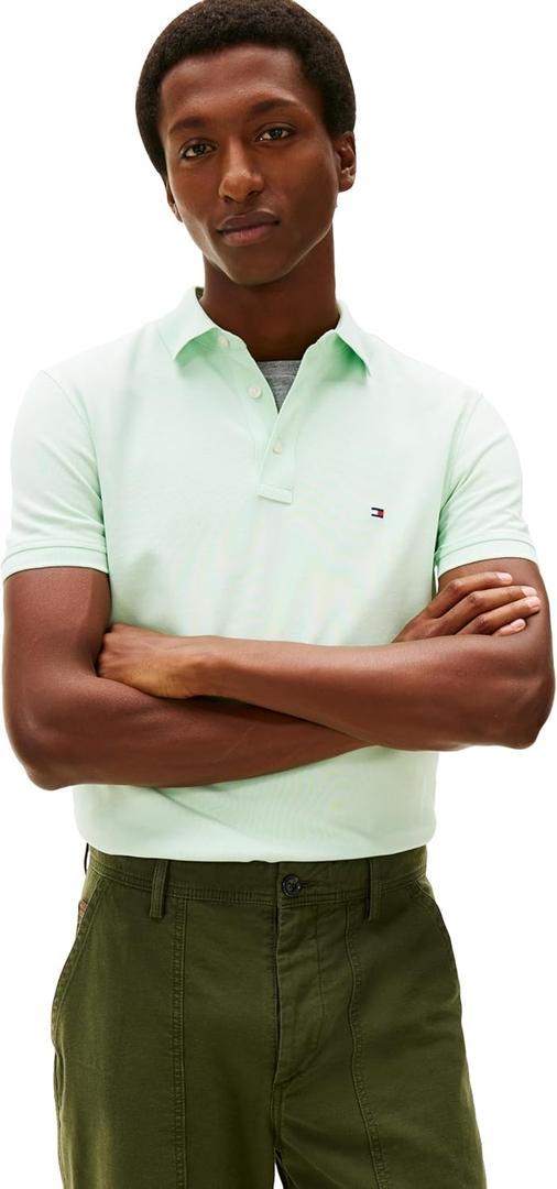 Tommy Hilfiger Men's 1985 Slim Short Sleeve Polo, Opal Green Large
