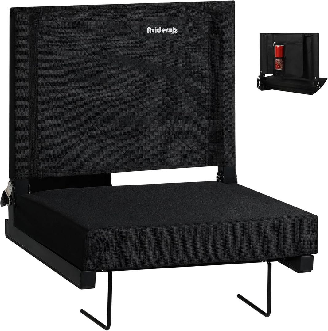 Stadium Seats with Back Support and Storage Wide Portable Bleacher Chair Padded Cushion Seat, Large