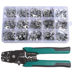 260Pcs Non Insulated Ring Connectors Crimper Kit Electrical Crimping Tool AWG 22-16 16-14 12-10 Copper Fork Crimp Terminals Cable Tin-Plated Wire Lugs