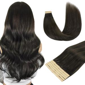 DOORES Real Human Hair Extensions - Mocha Brown, 24 Inch, 20pcs 50g Tape in Straight Skin Weft Remy