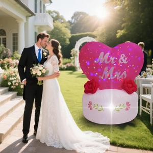 4FT Inflatable Wedding Heart Decoration, Valentine's Day Inflatable Decoration, Suitable for Wedding Celebrations, Proposal Venues, Outdoor Lawns, Gardens, Parties and Other Occasions.