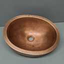 Monarch Abode Bathroom Sink 17-Inch Oval Skirted Drop In Bathroom Sink, Top Mount Hand Hammered Pure Copper Vanity Sinks for Countertop, Powder Room or Restroom, Drop in Sinks for Bathrooms