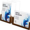 Walnut Wood U-Base 5"x7"Sign Holder Set  Premium U-Shaped Tabletop Display Stand with Clear Acrylic Panels,4Pack (3 Vertical + 1 Horizontal)5*7inches  Ideal for Photo, Menu, QR Code, Caf, Home Dcor