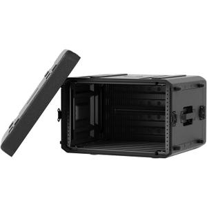 Phenyx Pro 6U Rack Case, 19" Rackmount Road Case, Detachable Front and Back Cover Storage, Shockproof & Waterproof, Audio Rack for Wireless Mic Systems, IEMs, Amplifiers (PRCSE-6UD) (6UD(57*52*34.3cm))