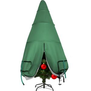 Upright Christmas Tree Storage Bag 7.5ft, Pop up and Foldable Metal Structure Xmas Tree Bags for Storage Assembled Artificial Trees, Holiday Tree Cover with Quick Release Straps Buckle, Green