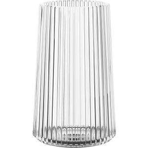Clear Glass Vase for Flower, Flower Vase for Bouquet, Modern Glass Vases, Ribbed Vases for Living Room, Bedroom, Dining Table, Office, Wedding, Centerpieces, 8 Inches (Large)