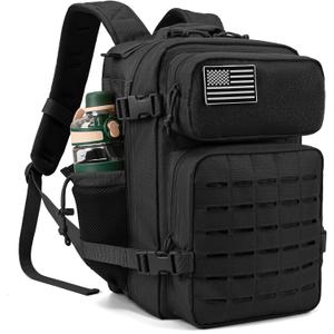 QT&QY 25L/45L Military Tactical Backpack For Men Molle Daypack 3 Day Bug Out Bag Hiking Rucksack With Bottle Holder