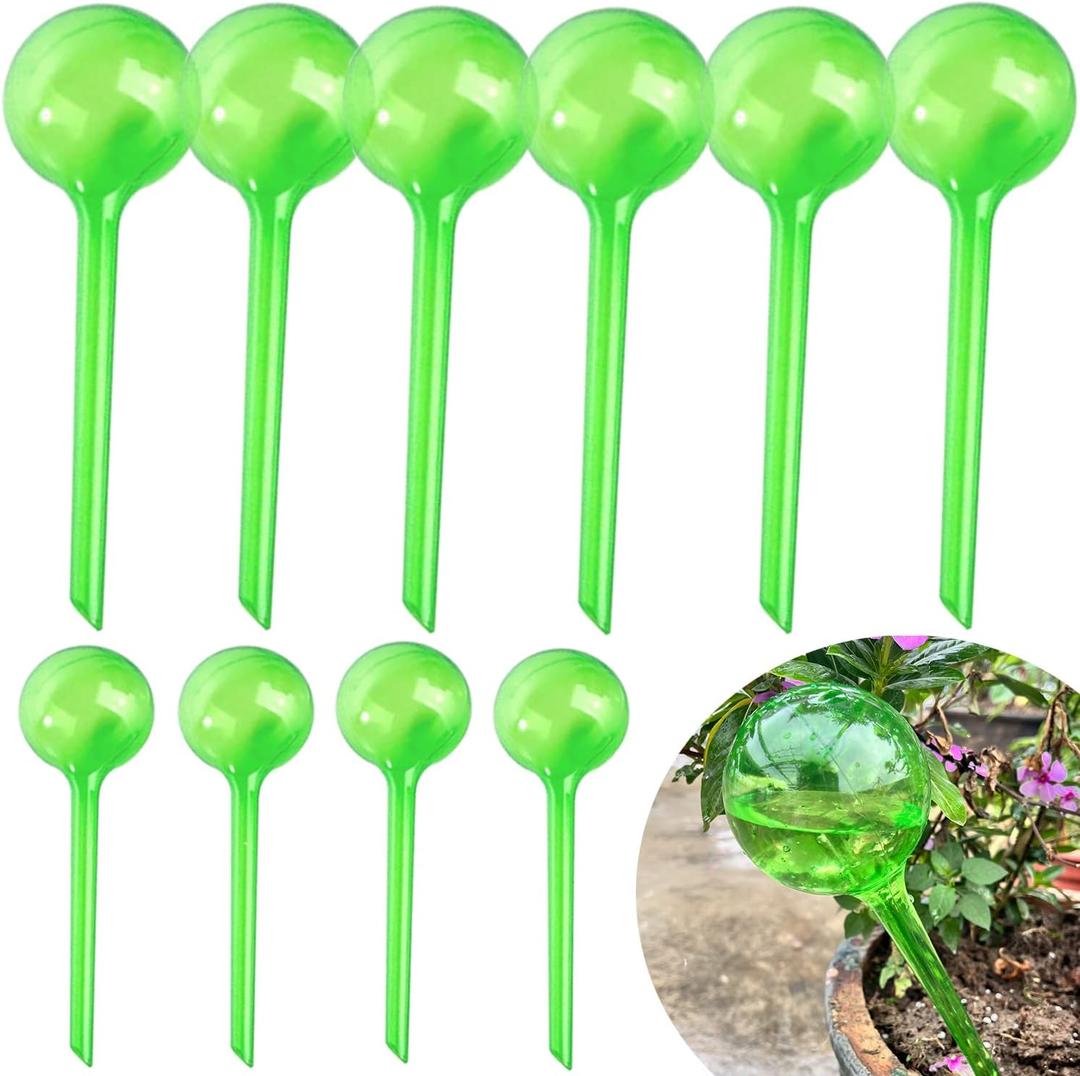 MOONSOUND Plant Watering Dispenser, 10Pcs Plant Watering Devices, Premium Plant Automatic Waterer, Indoor Outdoor Plant Self Watering Spikes, Pot Flower Self Watering Bulbs (D. Green-6L4S)