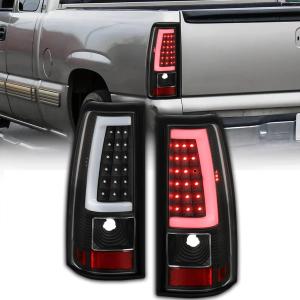 PENSUN Tail Lights Assembly Set Compatible With 2003 2004 2005 2006 Chevy Silverado 1500 2500 Rear Brake Lamp Pair Left+Right W/LED Black GM2800161 GM2801161