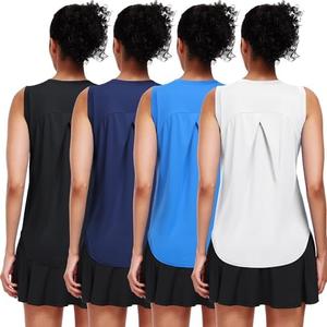 CADMUS Workout Tops Women's Racerback Athletic Tank Tops Yoga Running Gym Shirts, Pack of 4, Large