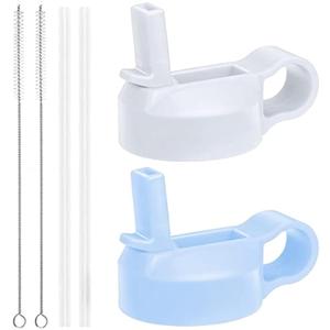 The Mass Wide Mouth Straw Lid Compatibility Most Sports Water Bottle (White & Frost)